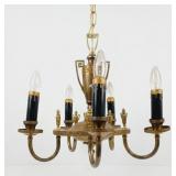 Antique Neoclassical Empire Style Brass Chandelier