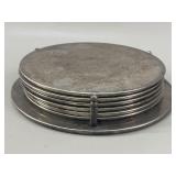 Silver-Plated Engraved Coasters with Caddy