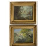 Pair of Miniature Landscape Oil Paintings
