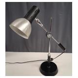 1970's Modern Black & Silver Cantilever Desk Lamp