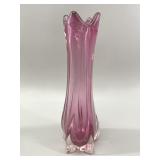 French Cranberry & Clear Art Glass Vase