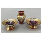 Venetian Enamel Ruby Glass Miniature Set (3 Pcs)