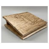 Quebec Folk Art Carved Wood Album Cover, Adrien