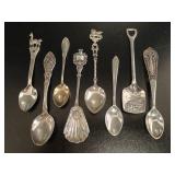 Eight Assorted Silver Souvenir Spoon Collection