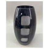 Modern Black Cased Glass Cut-Window Vase