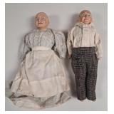 Pair Antique Paper Mache Character Dolls