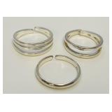 Sterling Silver Adjustable Toe Ring Trio