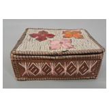 Antique MicMac Indigenous Birchbark Quillwork Box