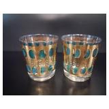2 Culver Aztec Lowball Glasses vtg