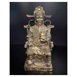 Antique Cast Brass Chinese God Of Wealth Statue