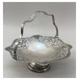 Silver Plate Pedestal Basket with Swing Handle