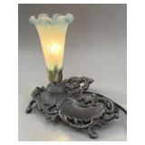Art Nouveau Cast Metal Lily Desk Lamp