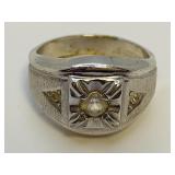 VTG White Gold Filled Men's Starburst Signet Ring