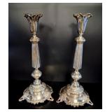 Pair of Fraget Style Silver-Plated Candlesticks