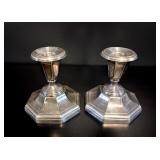 Silver-Plated Queen Anne Style Candlesticks vtg