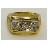 14K Gold Plated Marathon Three-Stone Men's Ring