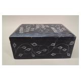Hand-Carved Black Soapstone Trinket Box vtg