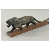 Mid-Century Carved Buffalo Horn Big Cat Sculpture
