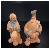 Auld Pottery Scottish Highland Couple Terracotta