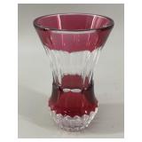 Bohemian Ruby Cut-to-Clear Crystal Vase