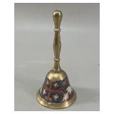 Indian Enameled Brass Hand Bell VTG
