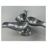 Vintage Pewter 3-Compartment Condiment Dish