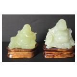 Two Chinese sitting Buddha carved stones on