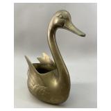 Vintage Hollywood Regency Brass Swan Planter