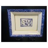 Italian Hand-Painted Porcelain Monogram SM Tray