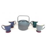 MCM Denby 'Chevron' Stoneware Teapot & Mugs