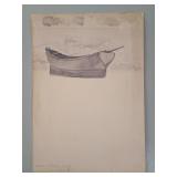 Martin Wolff, Antique Ink Wash Dory Study c.1897