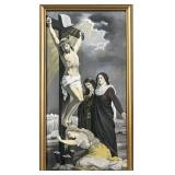 Mid-20th Century Framed Crucifixion Tapestry