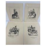 Set of 4 Old French Cavalier on Horse