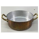 Vintage Copper Rondeau Pan with Brass Handles