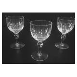 Set of 3 Cut Crystal Wine Glasses, Fluted Pattern