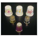 VTG Collectible Sewing Thimbles Porcelain Floral