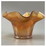 Fenton Marigold Carnival Glass Holly Ruffled Bowl