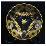 VTG Gold-Enameled Clear Glass Scalloped Bowl