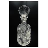 VTG Cut Crystal Glass Decanter w Faceted Stopper