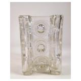 Walther Glass MCM Brutalist Art Glass Block Vase