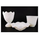 Vtg White Milk Glass Vessels - Set of 3