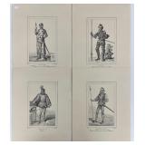 Set of 4 Old French King Engravings