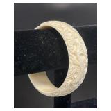 Chinese Carved Bone Dragon Bangle Bracelet