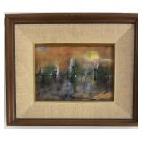 Signed Abstract Enamel on Copper Painting