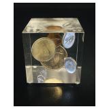 1967 Canadian Coin Set Lucite Paperweight