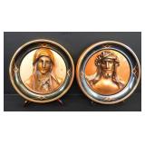 Vtg Italian Hi-Relief Cast Bronze Christ & Madonna