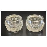 Pair of Edwardian Silver-Rimmed Salts by A&J