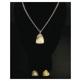 VTG Natural Abalone & Faux Pearl Jewelry Set