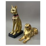 Egyptian Style Bastet and Sphinx Figurines