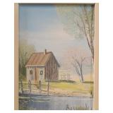 Louis Bernard, Quebec Cabin Scene, Oil